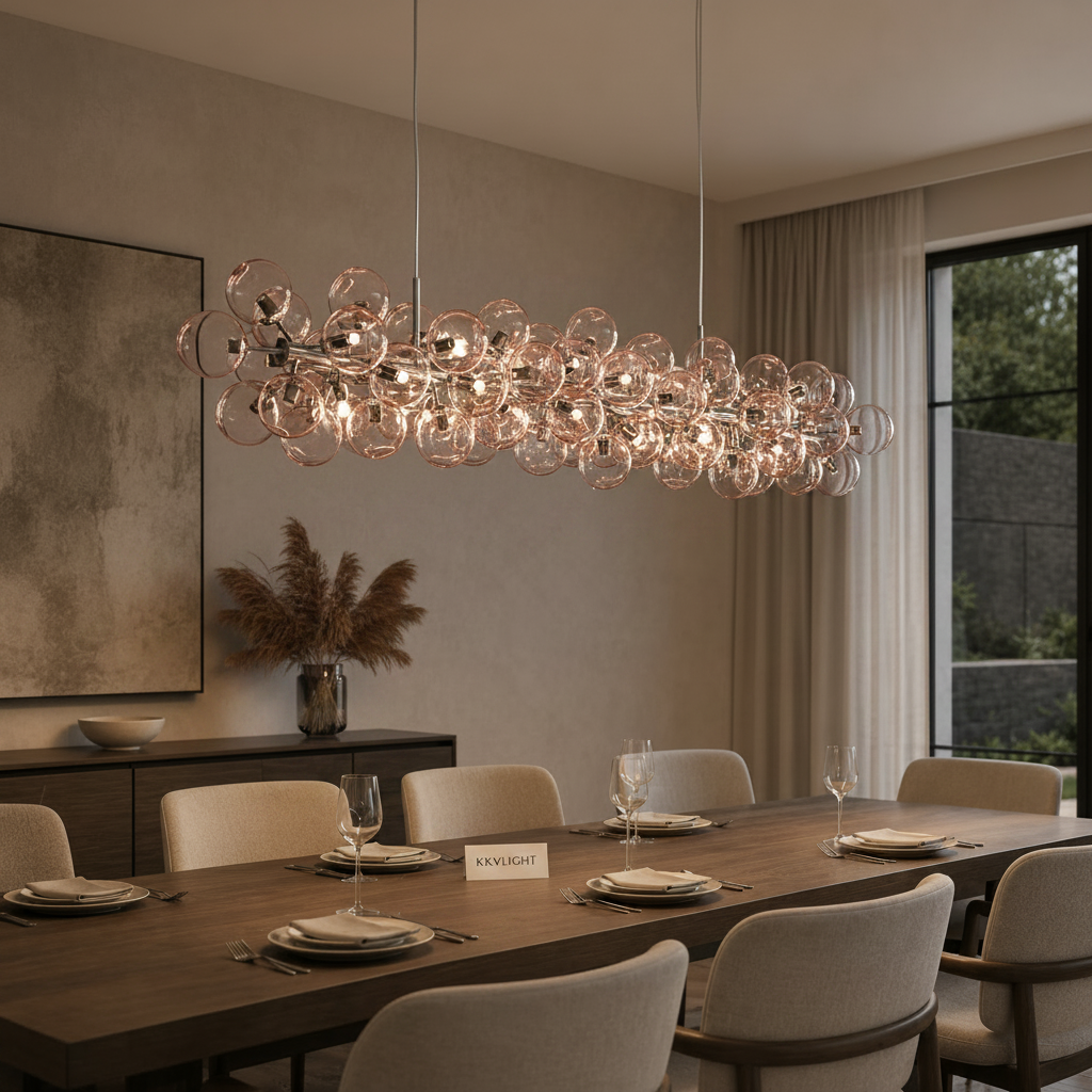 Mandoza Linear Chandelier in Nickel Light