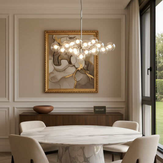 Mandoza Chandelier in Nickel Light