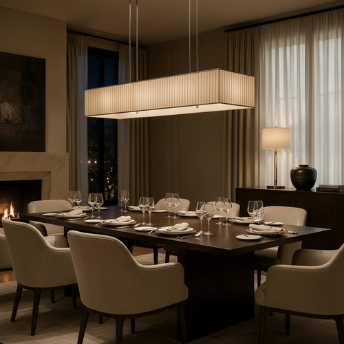 Jeunet Rectangular Chandelier in Nickel Light